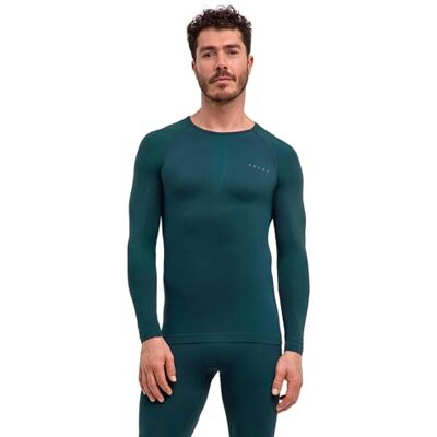 FALKE herr Baslager Ovandel Warm Round Neck M L/s Sh funktionellt garn snabbtorkande 1 del, Grön Holly 7385, L FALKE herr Baslager Ovandel Warm Round Neck M L/s Sh funktionellt garn snabbtorkande 1 del, Grön Holly 7385, L