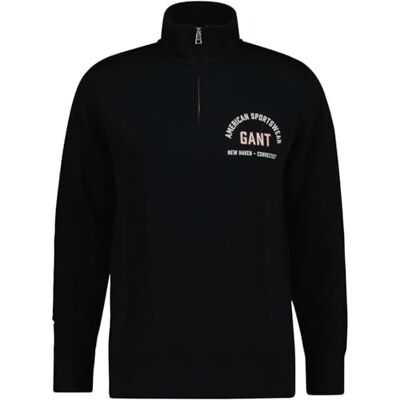 GANT Tryckt grafisk halvlång dragkedja, svart, S GANT Tryckt grafisk halvlång dragkedja, svart, S