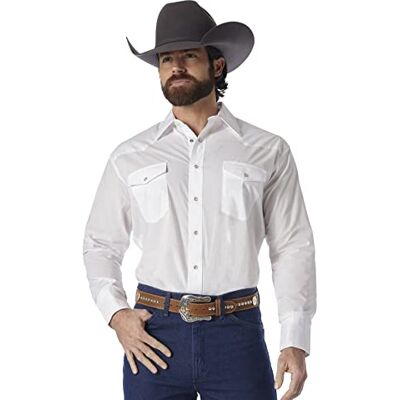 Wrangler herr Skjorta Sport Western Basic Two Pocket Long Sleeve Snap Shirt, Vitt, 3XL Wrangler herr Skjorta Sport Western Basic Two Pocket Long Sleeve Snap Shirt, Vitt, 3XL