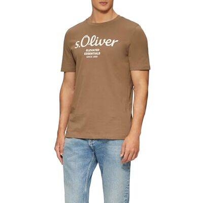 s.Oliver T-shirt med logotyptryck, sandsten, L s.Oliver T-shirt med logotyptryck, sandsten, L