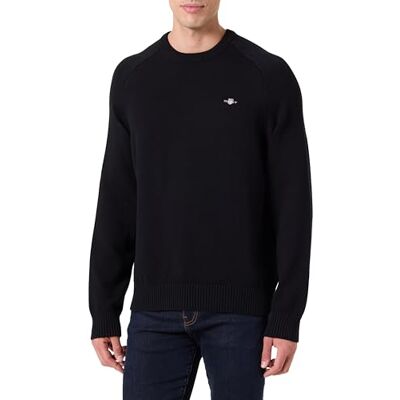 GANT Casual bomull C-hals, svart, XL GANT Casual bomull C-hals, svart, XL