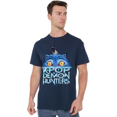 KPop Demon Hunters unisex kpop demonjägare derpy tiger sjunkande logotyp unisex t-shirt, marinblå t-shirt, Marinblått Xsp, 3XL KPop Demon Hunters unisex kpop demonjägare derpy tiger sjunkande logotyp unisex t-shirt, marinblå t-shirt, Marinblått Xsp, 3XL