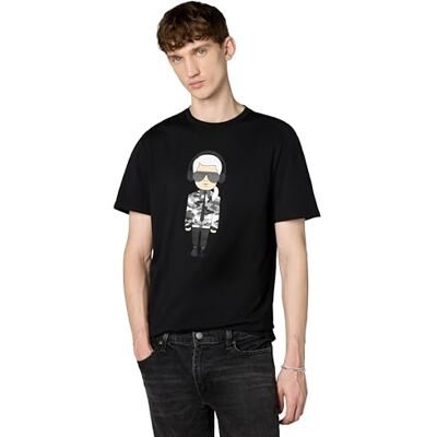 KARL LAGERFELD Reflekterande Karl med hörlurar T-shirt, svart, L KARL LAGERFELD Reflekterande Karl med hörlurar T-shirt, svart, L