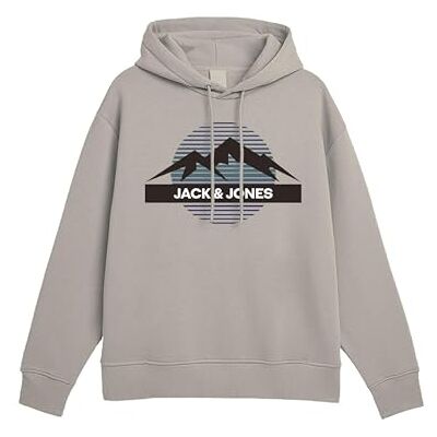 JACK & JONES Jjpeak Sweat Hood Huvtröja för män, Moonbeam, S JACK & JONES Jjpeak Sweat Hood Huvtröja för män, Moonbeam, S
