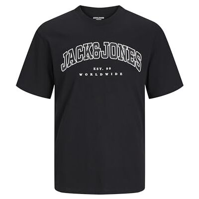 JACK & JONES JACK&JONES JJECALEB Varsity Tee SS O-Neck NOOS, svart, XXL JACK & JONES JACK&JONES JJECALEB Varsity Tee SS O-Neck NOOS, svart, XXL
