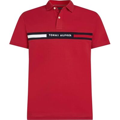 Tommy Hilfiger Herr HILFIGER CHEST INSERT REG POLO MW0MW38130 S/S Polo, Röd, XL, Röd (medium röd), XL Tommy Hilfiger Herr HILFIGER CHEST INSERT REG POLO MW0MW38130 S/S Polo, Röd, XL, Röd (medium röd), XL