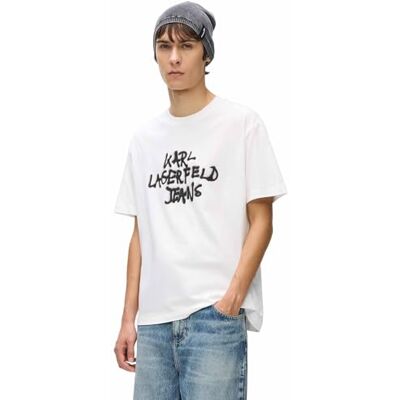 KARL LAGERFELD JEANS , män, regular kortärmad graffiti te, normal passform, vit, M, Vit, M KARL LAGERFELD JEANS , män, regular kortärmad graffiti te, normal passform, vit, M, Vit, M