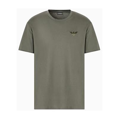 Giorgio Armani man lapp broderi rund hals t-shirt grå M, Klättring murgröna, M Giorgio Armani man lapp broderi rund hals t-shirt grå M, Klättring murgröna, M