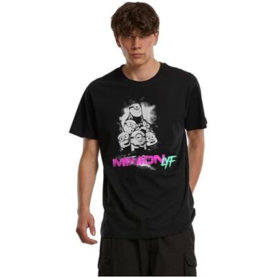 MERCHCODE T-shirt Minions LYF Tee – normal passform av bomull med rund hals och använd look fronttryck, avslappnad streetwear kortärmad skjorta MERCHCODE T-shirt Minions LYF Tee – normal passform av bomull med rund hals och använd look fronttryck, avslappnad streetwear kortärmad skjorta