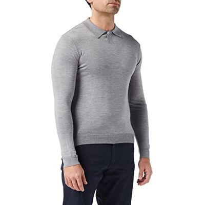 FALKE herr Button Polo, grey-heather, L FALKE herr Button Polo, grey-heather, L