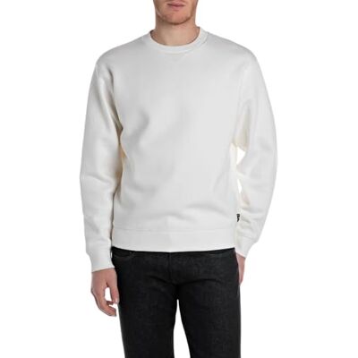 Replay herr sweatshirt, 011 Naturligt vitt, M Replay herr sweatshirt, 011 Naturligt vitt, M