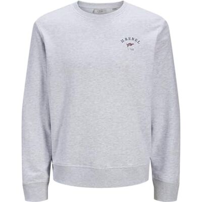 JJ REBEL Jrebpreppy Sweat crew neck, Vit melange, S JJ REBEL Jrebpreppy Sweat crew neck, Vit melange, S