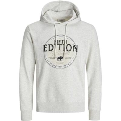 JJ REBEL Jreblasse Sweat Hood, Vit melange, XL JJ REBEL Jreblasse Sweat Hood, Vit melange, XL