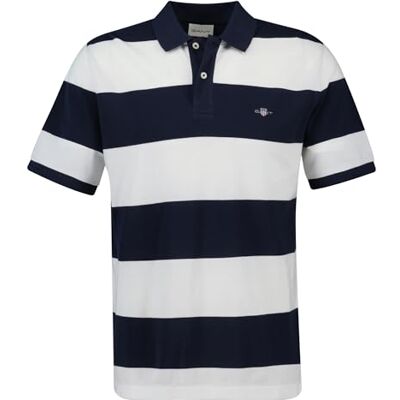 GANT Block Stripe Polo, Kvällsblå, M GANT Block Stripe Polo, Kvällsblå, M