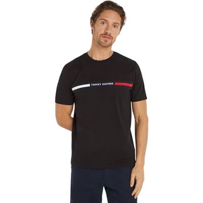 Tommy Hilfiger herr Hilfiger bröstinsats TEE MW0MW36498, S/S t-shirt, svart, L, svart (svart), L Tommy Hilfiger herr Hilfiger bröstinsats TEE MW0MW36498, S/S t-shirt, svart, L, svart (svart), L