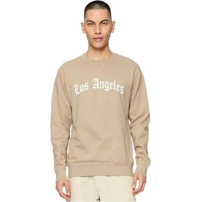 Tee herr Los Angeles Wording Crewneck, darksand, S Tee herr Los Angeles Wording Crewneck, darksand, S