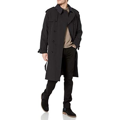 London Fog Ikonisk dubbelbröstad trenchcoat för män med dragkedja och avtagbar trenchcoat med topp krage London Fog Ikonisk dubbelbröstad trenchcoat för män med dragkedja och avtagbar trenchcoat med topp krage