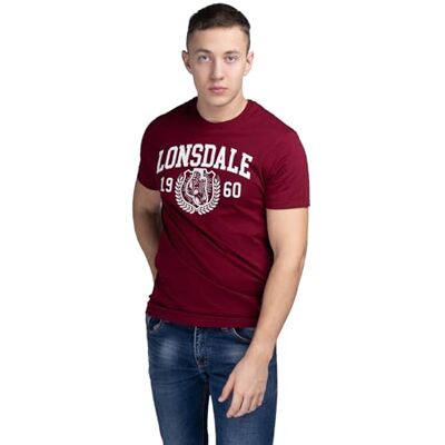 Lonsdale Staxigoe T-shirt för män, Oxblood/vit, L Lonsdale Staxigoe T-shirt för män, Oxblood/vit, L