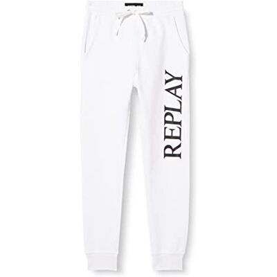 Replay Joggingbyxor för män med dragsko, 001 vit, XS Replay Joggingbyxor för män med dragsko, 001 vit, XS