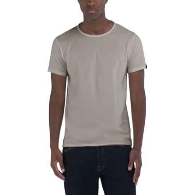 Replay Herr normal passform basic T-shirt av bomull, 589 silver, XXL Replay Herr normal passform basic T-shirt av bomull, 589 silver, XXL
