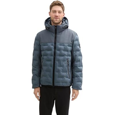 TOM TAILOR herr 1041324 Hybrid pufferjacka med avtagbar huva, 27604 – Stormy Blue, XXL TOM TAILOR herr 1041324 Hybrid pufferjacka med avtagbar huva, 27604 – Stormy Blue, XXL