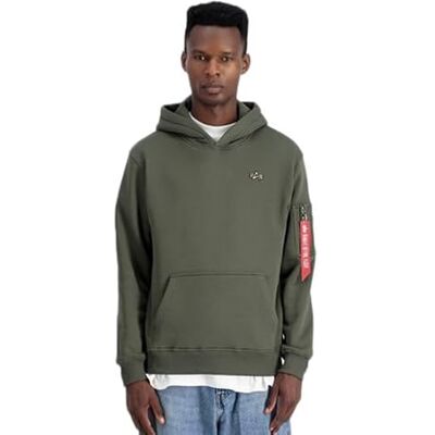ALPHA INDUSTRIES Herr 3D liten logo hoodie, mörk oliv, M, Mörk oliv, M ALPHA INDUSTRIES Herr 3D liten logo hoodie, mörk oliv, M, Mörk oliv, M
