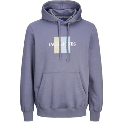 JACK & JONES Huvtröja för män logotyp huvtröja, Nattskugga blå, M JACK & JONES Huvtröja för män logotyp huvtröja, Nattskugga blå, M