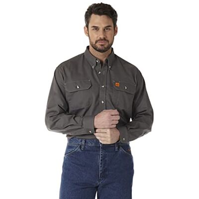 Wrangler Riggs Workwear Men's FR Flame Resistant Long Sleeve Two Pocket Work Shirt, Slate Grey, X-Large Wrangler Riggs Workwear Men's FR Flame Resistant Long Sleeve Two Pocket Work Shirt, Slate Grey, X-Large