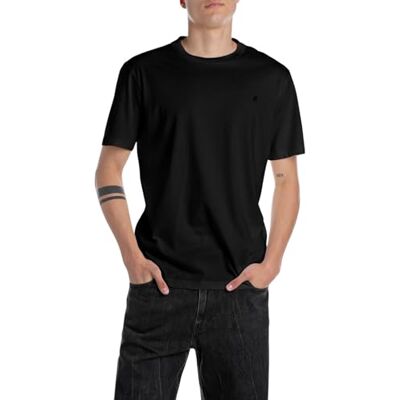 Replay herr basic t-shirt rund hals kortärmad, 098 svart, M Replay herr basic t-shirt rund hals kortärmad, 098 svart, M