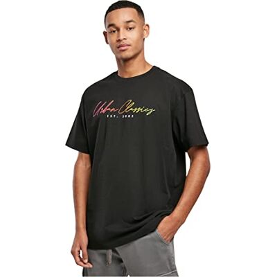 Urban Classics Herr skrivlogotyp T-shirt svart, S Urban Classics Herr skrivlogotyp T-shirt svart, S