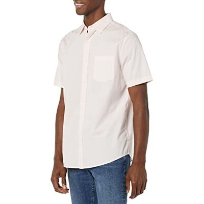 Amazon Essentials kortärmad stretch-poplin-skjorta för män (finns i stora och långa), rosa, Small Amazon Essentials kortärmad stretch-poplin-skjorta för män (finns i stora och långa), rosa, Small
