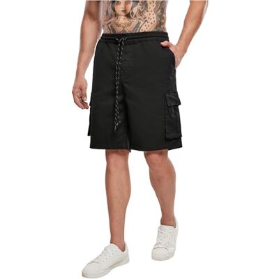 Urban Classics Herr shorts Cargo dragsko byxor med påsydda fickor, korta byxor för män, finns i många färger, storlekar S–5XL, svart, S Urban Classics Herr shorts Cargo dragsko byxor med påsydda fickor, korta byxor för män, finns i många färger, storlekar S–5XL, svart, S