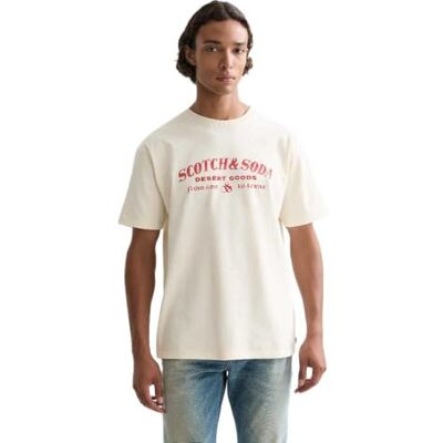 Scotch & Soda Front konstverk avslappnad passform t-shirt, Eggnog 270, L Scotch & Soda Front konstverk avslappnad passform t-shirt, Eggnog 270, L