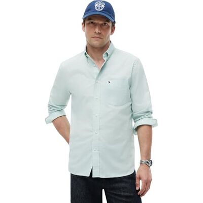 Tommy Hilfiger Herr Light Oxford Solid Sf Skjorta MW0MW42287, Grön, XXL Tommy Hilfiger Herr Light Oxford Solid Sf Skjorta MW0MW42287, Grön, XXL