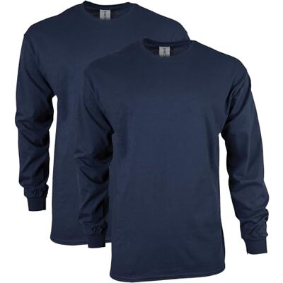 Gildan Herr Ultra Cotton Långärmad T-shirt (förpackning med 2), Marinblått Xsp, S Gildan Herr Ultra Cotton Långärmad T-shirt (förpackning med 2), Marinblått Xsp, S