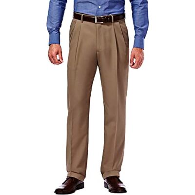 Haggar herr Mynx Gabardine dold expanderbar midjeband klassisk passform framsida veckad klänning byxa, Khaki, 36W / 29L Haggar herr Mynx Gabardine dold expanderbar midjeband klassisk passform framsida veckad klänning byxa, Khaki, 36W / 29L