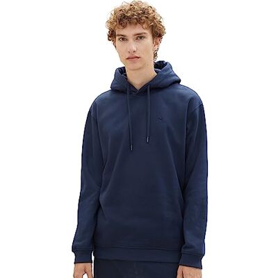 TOM TAILOR Denim herr basic huvtröja med logotypbroderi, 10668-sky Captain Blue, M TOM TAILOR Denim herr basic huvtröja med logotypbroderi, 10668-sky Captain Blue, M