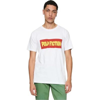 MERCHCODE Herr T-Shirt Pulp Fiction Logo Tee Regular Fit, XS, Vit, XS MERCHCODE Herr T-Shirt Pulp Fiction Logo Tee Regular Fit, XS, Vit, XS