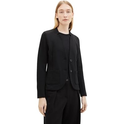 TOM TAILOR dam basic Ottoman blazer med fickor, 14482 – djup svart, M TOM TAILOR dam basic Ottoman blazer med fickor, 14482 – djup svart, M