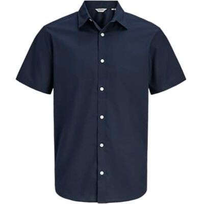 JJ REBEL Jrebgavin Solid Shirt Ss, Sky Captain, M JJ REBEL Jrebgavin Solid Shirt Ss, Sky Captain, M