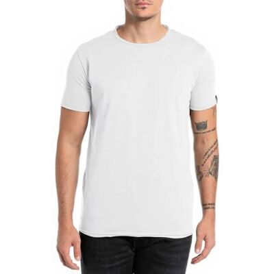 Replay Basic T-shirt för män, normal passform med rund hals, 001 vit, M Replay Basic T-shirt för män, normal passform med rund hals, 001 vit, M