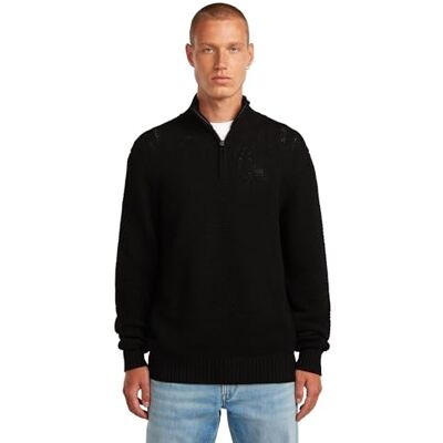 G-STAR Honey Comb Structure Skipper Knit, Svart (Dk Black D27107-d631-6484), XL G-STAR Honey Comb Structure Skipper Knit, Svart (Dk Black D27107-d631-6484), XL