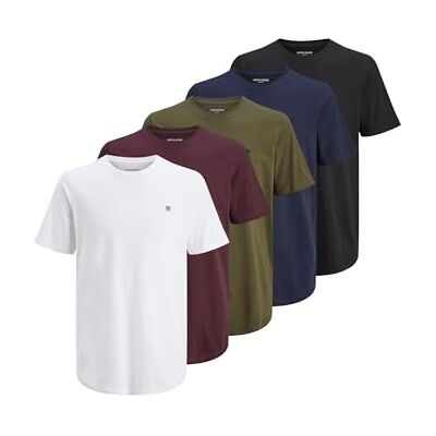 JACK & JONES herr-t-shirt (5-pack), marinblå blazer, XS JACK & JONES herr-t-shirt (5-pack), marinblå blazer, XS