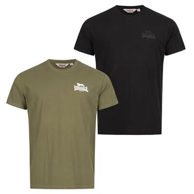 Lonsdale T-shirt för män, normal passform, dubbelpack BLAIRMORE, Svart/oliv, L Lonsdale T-shirt för män, normal passform, dubbelpack BLAIRMORE, Svart/oliv, L