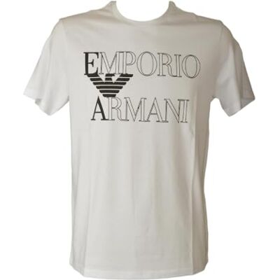 Giorgio Armani T-shirt med fet stil för män med rund hals vit XXL Giorgio Armani T-shirt med fet stil för män med rund hals vit XXL