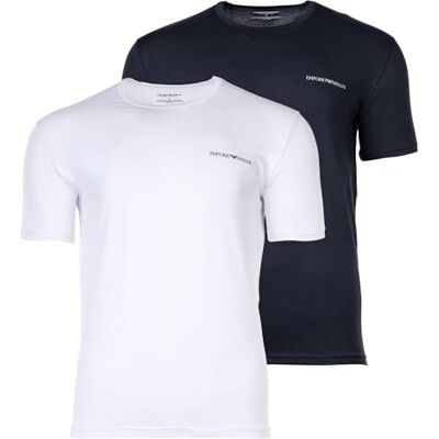 Giorgio Armani Herr ren bomull 2-pack rund hals t-shirt blå XL Giorgio Armani Herr ren bomull 2-pack rund hals t-shirt blå XL