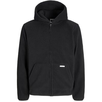 JACK & JONES Jcogrid Fleece Sweat Zip Hood, svart, XS JACK & JONES Jcogrid Fleece Sweat Zip Hood, svart, XS