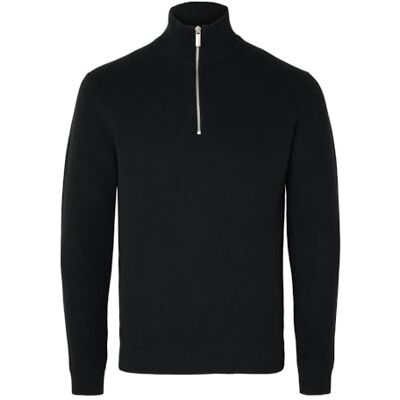 SELECTED HOMME Utvalda Homme Herr Slhdane Ls stickad struktur halv dragkedja noos jumper, Svart, XXL SELECTED HOMME Utvalda Homme Herr Slhdane Ls stickad struktur halv dragkedja noos jumper, Svart, XXL