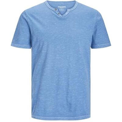 JACK & JONES Jjesplit Neck Tee Ss Noos Top, Pacific Coast, L JACK & JONES Jjesplit Neck Tee Ss Noos Top, Pacific Coast, L