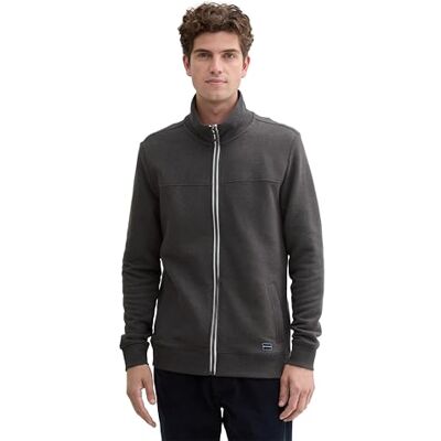 TOM TAILOR Herr Sweatjacka med ståkrage 1021269, 11086 Dark Grey Melange, L TOM TAILOR Herr Sweatjacka med ståkrage 1021269, 11086 Dark Grey Melange, L